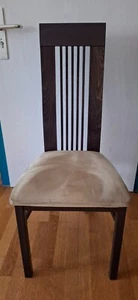 Esstischstuhl wengefarben mit Veloursitz gebraucht - Bild 1 von 3