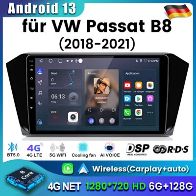 Für VW Passat B8 2018-2021 Android 13 Autoradio Carplay 6+128GB Navi WIFI 8-Kern - Bild 1 von 4