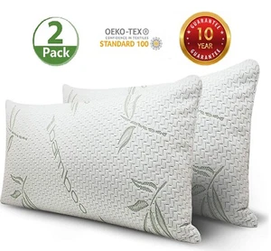 Cool Bamboo Pillows 2 Pack Adjustable Shredded Memory Foam Pillows King or Queen - Picture 1 of 6