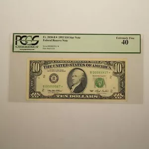 1993 $10 Federal Reserve Star Note (Fr.2030-B) PCGS 40- Free Shipping USA - Picture 1 of 3