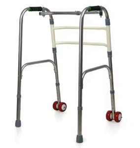 Folding Lightweight Aluminium Walking Frame Walker Zimmer Wheels Adjustable M4 - Picture 1 of 8