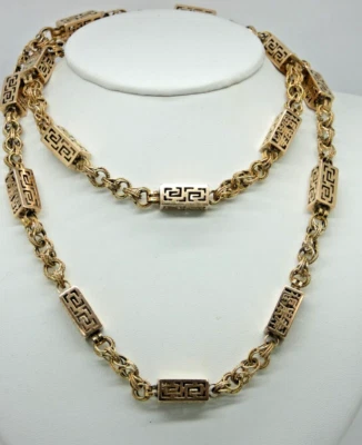 Excepcional Cadena Larga Única Vintage Oro Sólido Masivo Inspirada en Asia 32" Foto 1 de 4