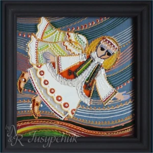 Pintura popular tradicional ucraniana sobre vidrio hecha a mano decoración de pared enmarcada 14x14cm - Imagen 1 de 4