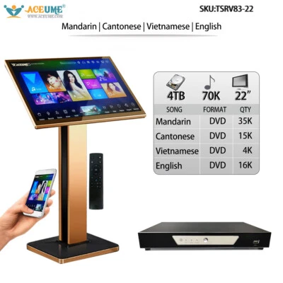 4TB HDD 70K Chinese,English,Vietnamese Songs Touch Screen Karaoke Player,22" - Image 1 of 4