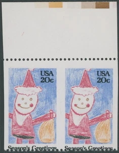1982, USA CHRISTMAS, RIGHT MARGIN IMPERF SE-TENANT BLOCK OF 4, NH, SC.#2108a - Picture 1 of 2
