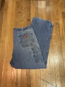 Vintage y2k Carhartt Carpenter Jeans Herren 38x32 Denim Straight Big Logo USA 362 - Bild 1 von 6