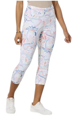 Legging capri de mezclilla estampado de cachemira HUE para mujer Foto 1 de 2