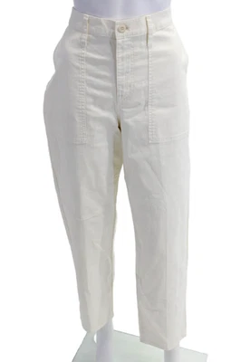 J Crew Women Cropped Cargo Pants White Button Size 31 - Image 1 of 4