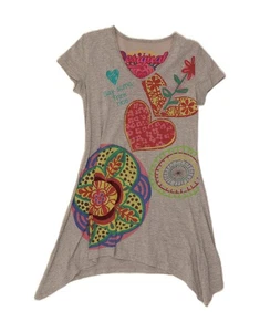 DESIGUAL Womens Graphic Tunic Top UK 14 Large Grey Floral Cotton DR29 - Picture 1 of 3