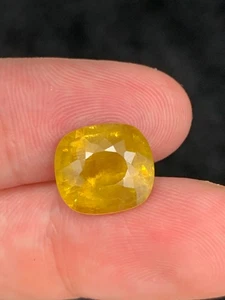 8.20 Carat Gorgeous Cushion Cut Yellowish Color Sphene From Madagascar - Picture 1 of 5