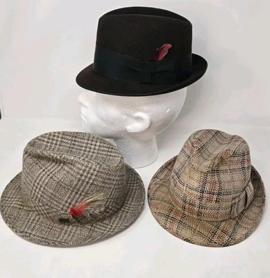 Vintage Fedora Lot TOWNCRAFT  XXX Quality McGregor Hat Feather Plaid  - Image 1 of 4
