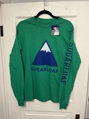 Camisa masculina Sugarloaf Maine pequena verde campeão manga longa esqui montanha resort - Imagem 1 de 4