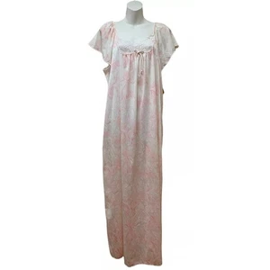 Vintage Val Mode Nylon Lace Silky Satin Long Nightgown Size L Made In USA NEW - Picture 1 of 7