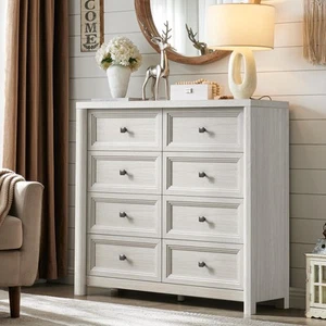 41" Tall White Dresser, Farmhouse 8 Drawers Dressers for Bedroom, Vertical Ch... - Picture 1 of 9