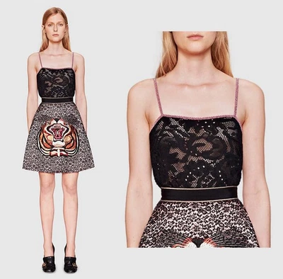 GUCCI TOP SLEEVELESS BLACK LACE TANK $960 sz S / SMALL - Image 1 of 4