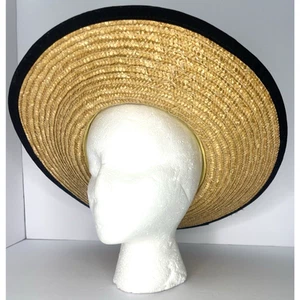 Cappelli Beach Natural Straw Brown Summer Black Ribbon Hat - Imagen 1 de 10