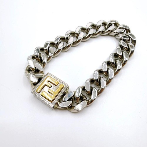 Bracciale catena logo Fendi FF argento