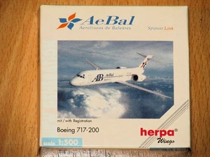 herpa Wings 512756 AeBal Aerolíneas Baleares - Boeing 717-200 - 1:500 nuevo + embalaje original - Imagen 1 de 2