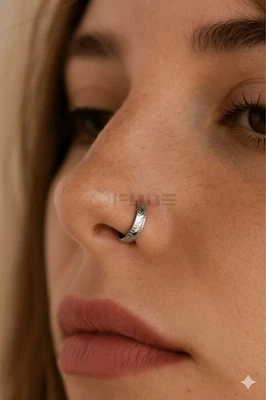 Indian Tribal Style Ear Lip Nose Hoop 925 Silver Cartilage Jewelry Ring - Image 1 of 4