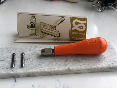 Vintage  Speedball Linoleum Cutter Tool w/ 2 VTG scratch knife blades - Image 1 of 4