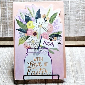 Tarjeta de Pascua American Greetings para mamá ramo floral recortado oro rosa - Imagen 1 de 8