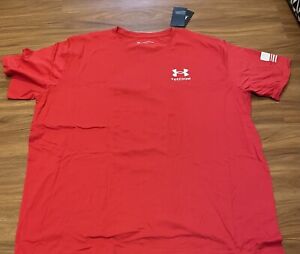 UNDER ARMOUR 4XL Shirt NEW w/tags Short Sleeve Cotton Poly FREEDOM USA Flag