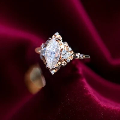 Wedding Ring 2.10 Ct IGI GIA Lab Grown Marquise Diamond Fine 18k Rose Gold - Image 1 of 4