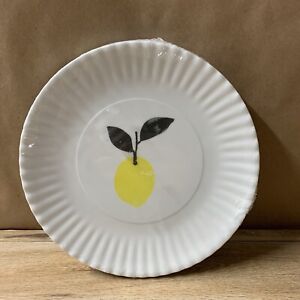 Set of 4 Melamine Fruit Plates Reusable Picnic Summer BBQ White Lemon Cherry 7.5