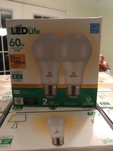 Globe 60w LED Bulbs Lamps 2 pack New In Box 800 lumen 3000k - Picture 1 of 1