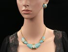 turquise blue enamel resin bead choker gold plated necklace woman jewelry K55