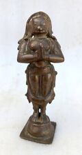 1850 Antique Old Hand Carved Brass Hindu God Deity Hanuman Divine Figure Statue