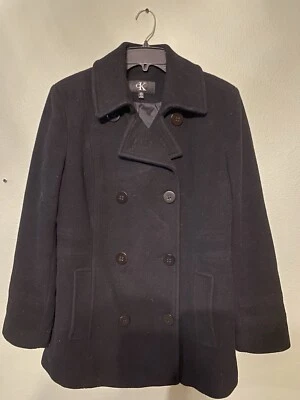 Abrigo Calvin Klein Doble Pecho Guisante Negro Mujer Talla M Foto 1 de 4