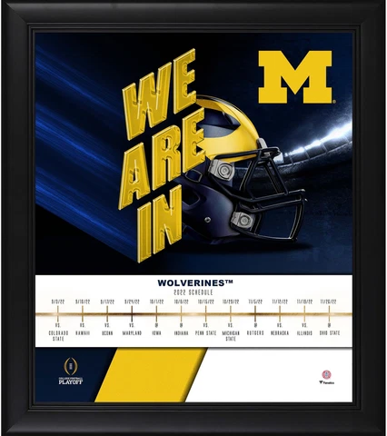 Michigan Wolverines Framed 15x17 2022 College Football Playoff We're In Collage Cover