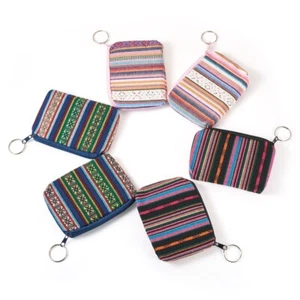 Cartera de cambio de billeteras de tela de algodón con patrón de rayas bohemias 6 piezas 8,7x11,5 cm - Imagen 1 de 9