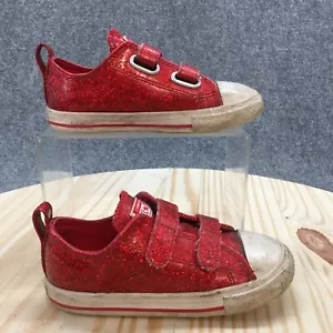 Converse Shoes Toddler 10 Chuck Taylor All Star Sneakers Red Glitter 762345C - Picture 1 of 20