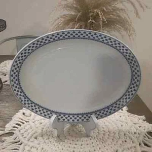 Vtg Adams Brentwood Ironstone Blue Clover Wedgewood 11 3/4" Oval Serving Platter - Picture 1 of 5