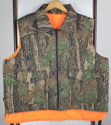 VTG WINCHESTER Size XL Mens Reversible Vest Trebark/Conceal Orange Insulated Zip - Image 1 of 4