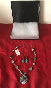 NWT GENUINE TURQUOISE 16-18” NECKLACE & EARRING PAIR STERLING SILVER - Picture 1 of 12