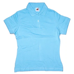 Polo Fruit of the Loom Dama Calce Corto S Azul Claro Camisa Mujer Polo Camisa - Imagen 1 de 1
