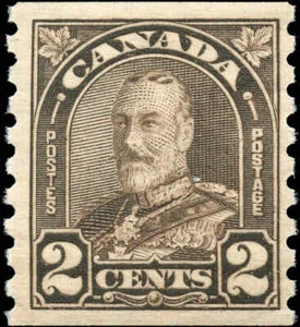 Canada Mint H F-VF 2c Scott #182 1931 King George V Arch/Leaf Coil Stamp - Bild 1 von 2