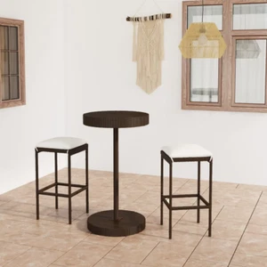 NNEVL 3 Piece Garden Bar Set with Cushions Poly Rattan Brown - Picture 1 of 10