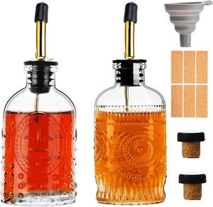 Glass Coffee Syrup Dispenser Bottles Set 2 Pack 7 Oz Simple Syrup Bottles With M - Picture 1 of 11