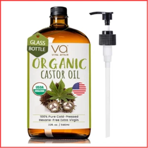 CASTOR OIL Organic Cold Pressed Hair Growth Eyebrow Eyelash 32oz VITAL AFFAIR - Picture 1 of 9