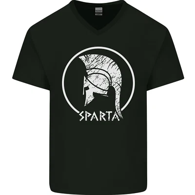 Maglietta In Cotone A V Per Uomo Gym Sparta Helmet Bodybuilding Training - Immagine 1 di 2