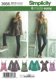 Simplicity 3956 Babydoll Tunics & Camisole Tops, Surplice Neck Sz 4-12 UNCUT - Picture 1 of 4