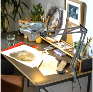 Magnifier Swing Arm Desk Lamp Silver IP20 Industrial Style Lamp - Argos Home NEW - Picture 1 of 5