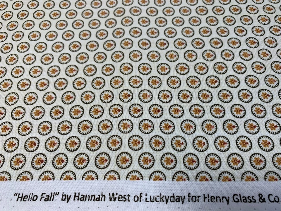 Henry Glass HELLO FALL Hannah West Leaf Circles Leaves 1800s Civil War Repro FQ - Image 1 of 1