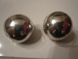 VINTAGE STERLING SILVER EARRINGS - BALL DOME DESIGN - BBA-24 - Picture 1 of 3