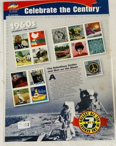 Alte Briefmarken USPS 33¢ 1960er Jahre Celebrate the Century Bogen 15 Serie 7 von 10 - Bild 1 von 3