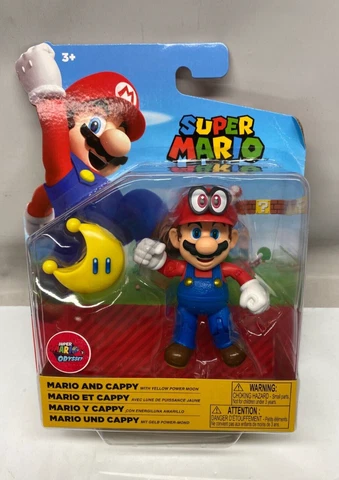 Super Mario Odyssey 4" Mario & Cappy w/ Yellow Power Moon Figure Cover